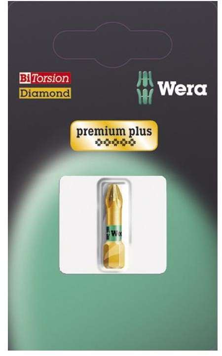 Wera Bit z końcówką krzyżową PZ 2 855/1 BDC SB SiS stal narzędziowa z diamentową powłoką 25 mm D 6.3 2 szt