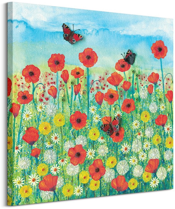 Pyramid Posters Peacocks And Poppies - Obraz na płótnie WDC98098