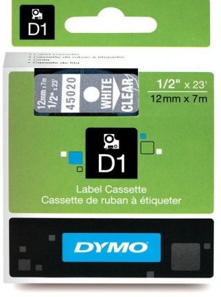Dymo Tama D1 12mm x 7 m przezroczysta/biay nadruk (45020) S0720600