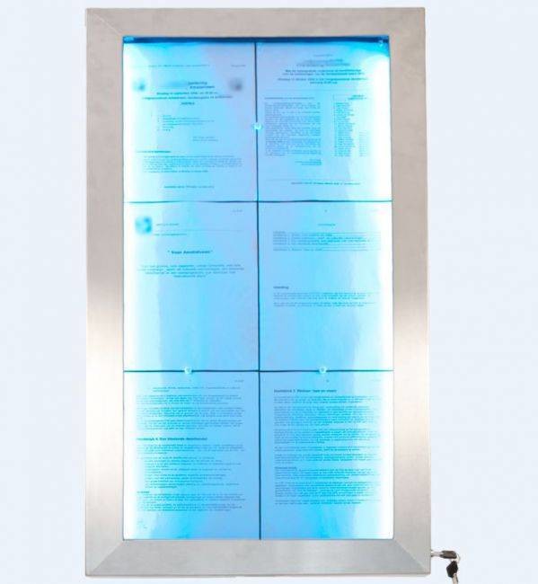 Securit Tablica menu z oświetleniem LED | stal nierdzewna | 6xA4 MCS-6A4-LSS
