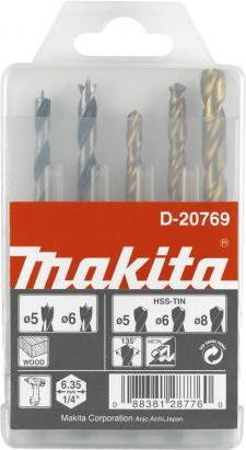 MAKITA D-20769 - Zestaw 5 wierteł do drewna i metalu 1/4