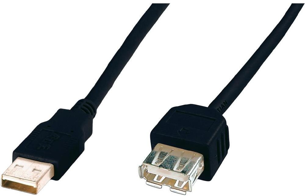 Digitus Przedłużacz USB 2.0 AK-300202-018-S [1x Złącze męskie USB 2.0 A 1x Złącze żeńskie USB 2.0 A] 1.80 m czarny
