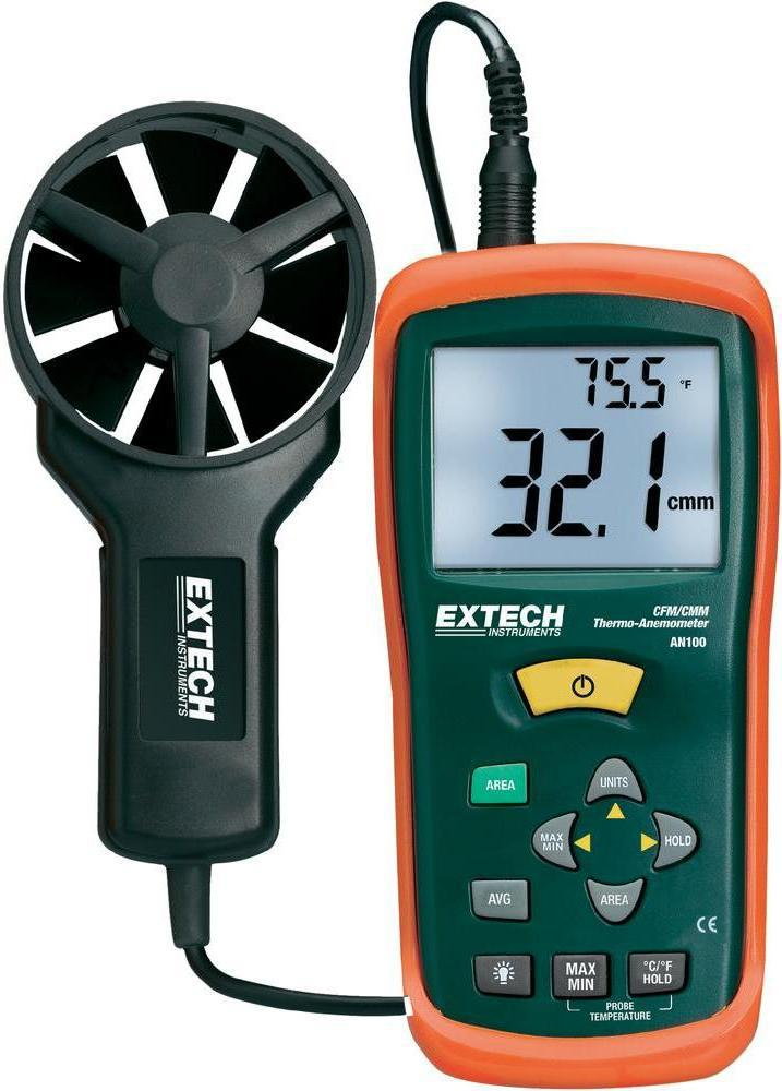 Extech Termoanemometr AN100 0 4 -30 m/s ISO / DAkkS -10 do +60 °C 0 / 9999 m3/m