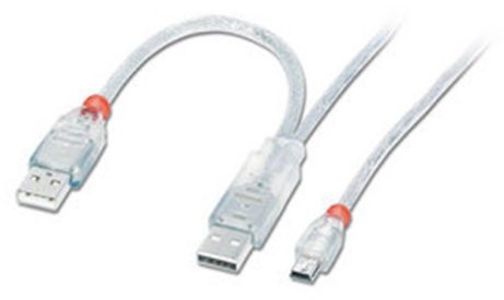 LINDY Lindy USB 2.0 Dual Power Y-Cable  2 X wtyk typu A i wtyczka typu mini-B 1 M