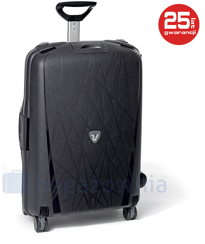 Roncato Duża walizka LIGHT 711-01 Czarna - czarny
