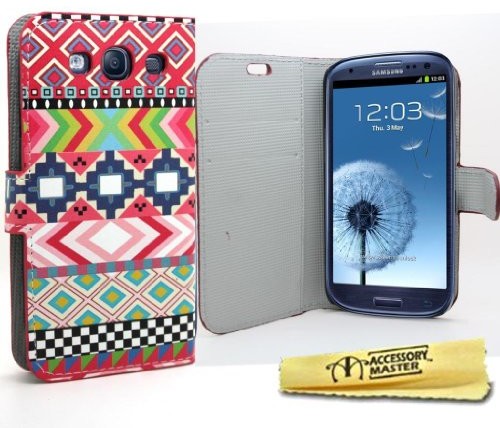 Samsung Accessory Master Klappetui für Galaxy S3 i9300 (Leder, Motiv 'Buntes Muster')