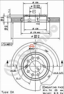 BREMBO Tarcza hamulcowa 09.9162.11