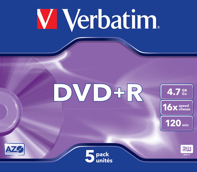 Verbatim DVD+R 4.7GB x16 slim (43515)