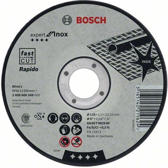 Bosch tarcza tnąca prosta Expert for Inox – Rapido AS 46 T INOX BF, 180 mm
