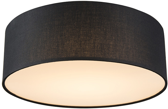 QAZQA Lampa sufitowa czarna 30 cm w tym LED - Drum LED