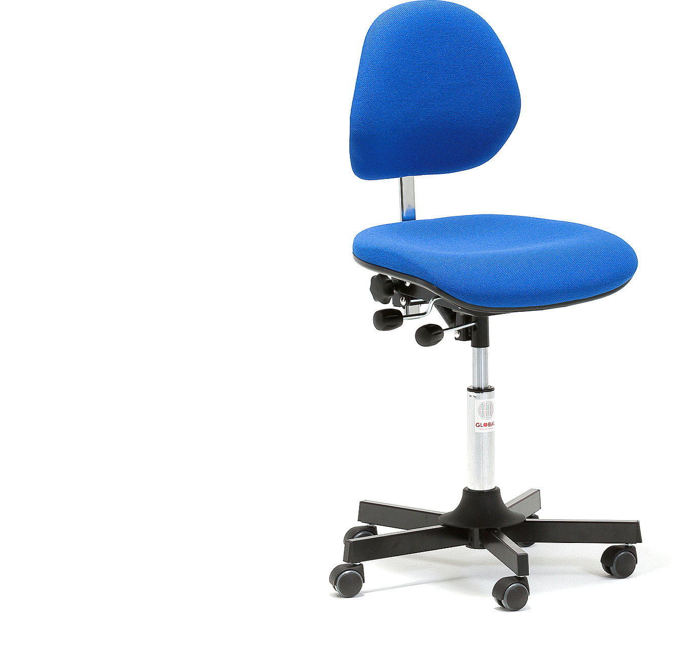 AJ Krzesło warsztatowe bez podnóżka tapicerowane tkaniną w kolorze niebieskim 224081