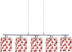 Candellux CLASSIC LAMPA WISZĄCA 5X40W G9 Chrom KRYSZTAŁKI CZERWONE 35-59300