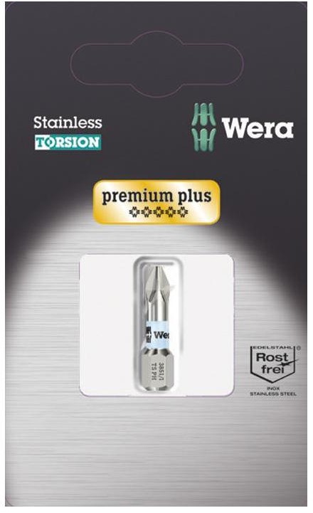 Wera Bit z końcówką krzyżową PH 1 3851/1 TS SB SiS stal nierdzewna 25 mm D 6.3 1 szt
