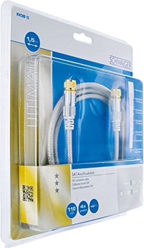 Schwaiger odbiornik satelitarny przewód (110dB, F-Stecker, 1,5 m) Biały 4004005505726