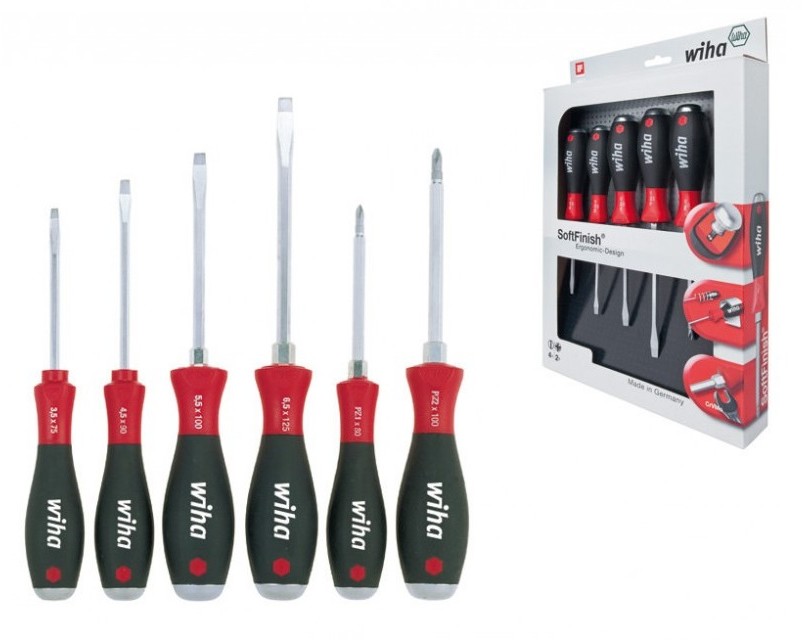 Wiha Zestaw wkrętaków płaskich/krzyżowych PZ, SoftFinish 530SF ZK6 Zestaw 6-cz (21251)