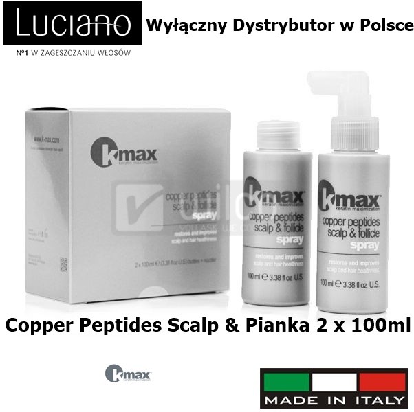Kmax Keratin Maximization Peptydy Miedzi KMAX Porost Włosów Łysienie 2 x 100ml