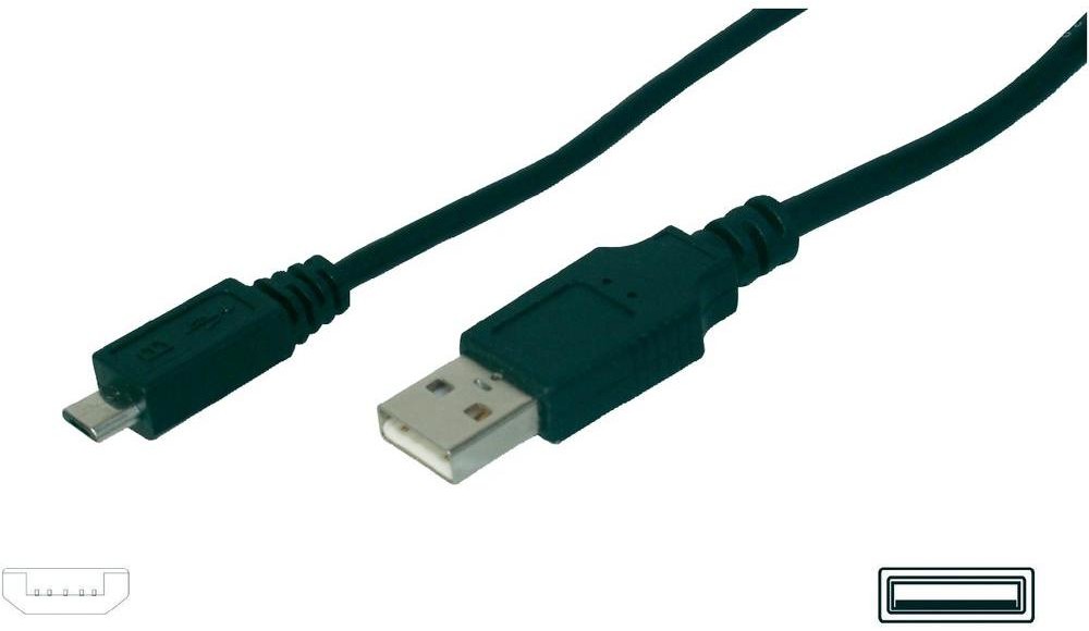 Digitus Kabel USB 2.0 AK-300110-010-S [1x Złącze męskie USB 2.0 A 1x Złącze męskie micro-USB 2.0 B] 1 m czarny