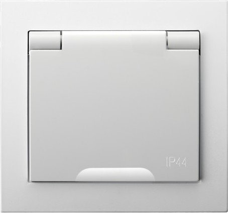 Ospel Kier Gniazdo bryzgoszczelne z uziemieniem 16A/250~, IP44 Biały - GPH-1WZ/0