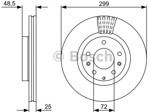 BOSCH Tarcza hamulcowa przednia, 0 986 479 542  0986479542