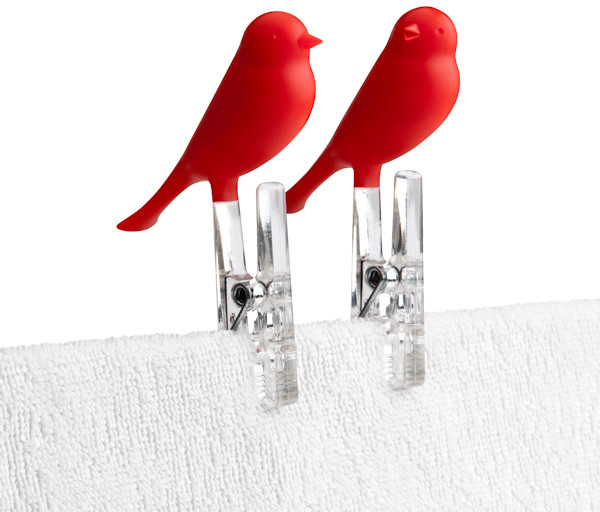 Qualy Peg Sparrow klamerki, kolor czerwony, 2 szt QL10066-RD