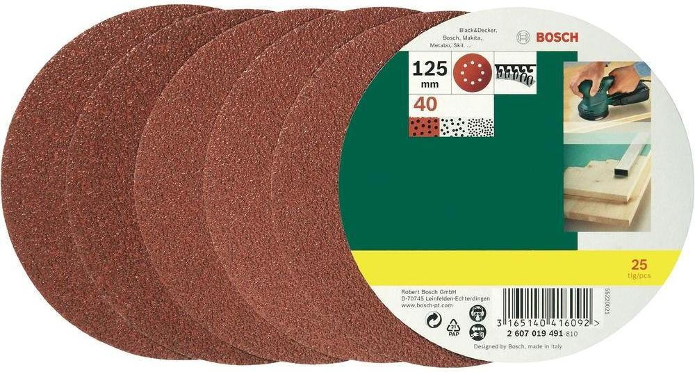 Bosch Zestaw arkuszy ciernych ziarnisto: 40 r. 125 mm 25 szt.