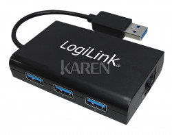 Logilink Konwerter USB 3 0 - RJ45 Gigabit Ethernet z hubem 3x USB 3 0