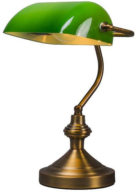 QAZQA Klasyczna lampa stołowa/lampa notarialna brąz z zielonym szkłem - Banker
