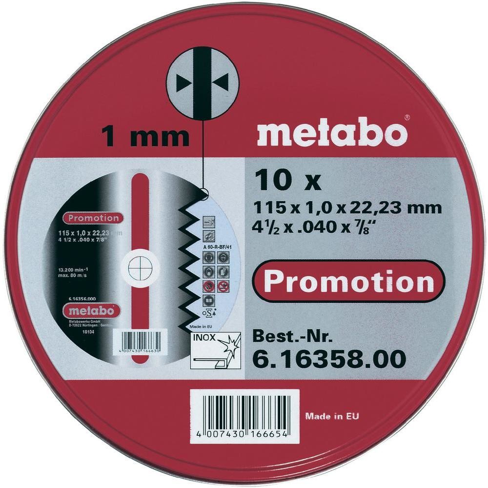 Metabo Zestaw tarcz Inox 616358000 Średnica 115 mm 10 szt