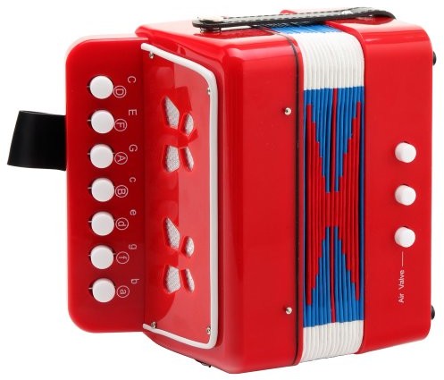 Classic Cantabile Bambino Rosso akordeon dziecięcy (od 3 lat, 7 klawiszy, 2 basów, regulowane pasy, czerwony) 00032271