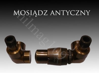 Mera Term Zestaw zaworów grzejnikowych termostatycznych LUX prawy MOSIĄDZ ANTYCZ