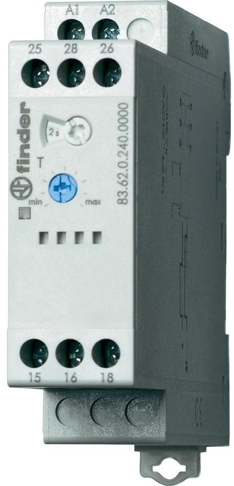 Finder Przekaźnik czasowy jednofunkcyjny na szynę DIN 83.62.0.240.0000 83.62.0.240.0000 2 zestyki przełączne 8 A 250 V/AC 1 szt