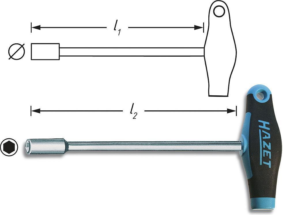 Hazet wkrętak nasadkowy 428-6 6 mm Długość klingi: 230 mm stal chromowo-wanadowa