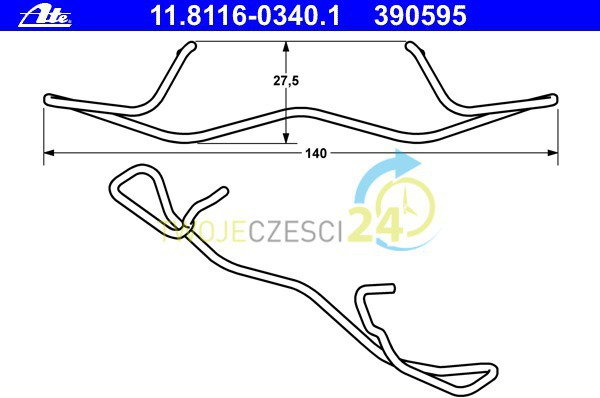 ATE Sprężyna, zacisk hamulca 11.8116-0340.1