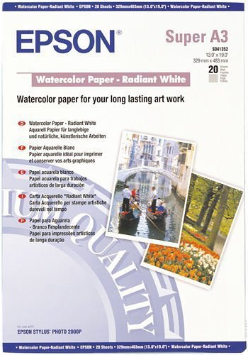 Epson Papier Watercolour Radiant White (matowy, 190g, A3, 20 C13S041352