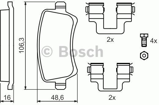 Bosch Zestaw klocków hamulcowych, hamulce tarczowe 0 986 494 175