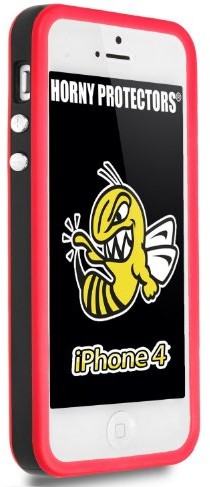 APPLE Horny Protectors etui na iPhone 4 (nie 4S) z metalowym Button, czarny/czerwony