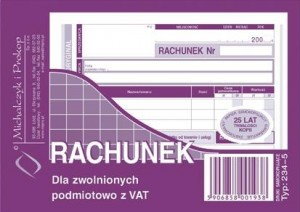Michalczyk&Prokop Rachunek dla zwolnionych podmiotowo z VAT A6