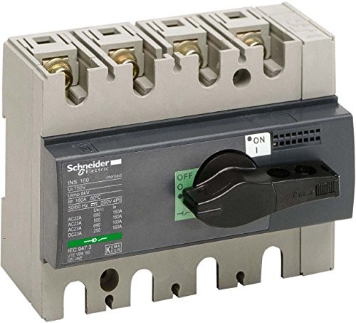 Schneider Electric 28913â ins160â Compact wyłącznik odłącznik, 4P POL, 690â Vac, 50/60â HZ, 160â A, 100â MM wysokość x 135â MM szerokość x 62,5â MM głębokość, czarny