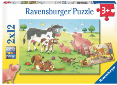 Ravensburger Puzzle 2x12 elementów - Zwierzątka rodzinka 07590