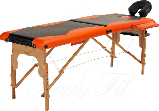 Bodyfit Łóżko do masażu 2 segmentowe dwukolorowe czarno - pomarańczowe - czarno