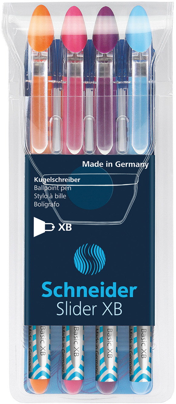 Schneider Zestaw Długopis Slider Basic, XB, 4 miks kolorów neonowych SR151297