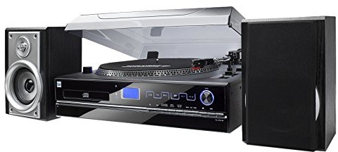 Dual NR wieża z gramofonem (odtwarzanie płyt CD, MP3, wejście 3,5 mm), kolor czarny 4260136673561