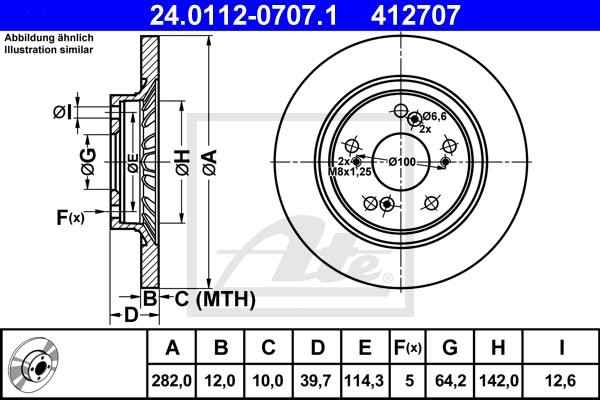 ATE TARCZA HAM 24.0112-0707.1 HONDA S00 2.0VTEC 03-  24.0112-0707.1