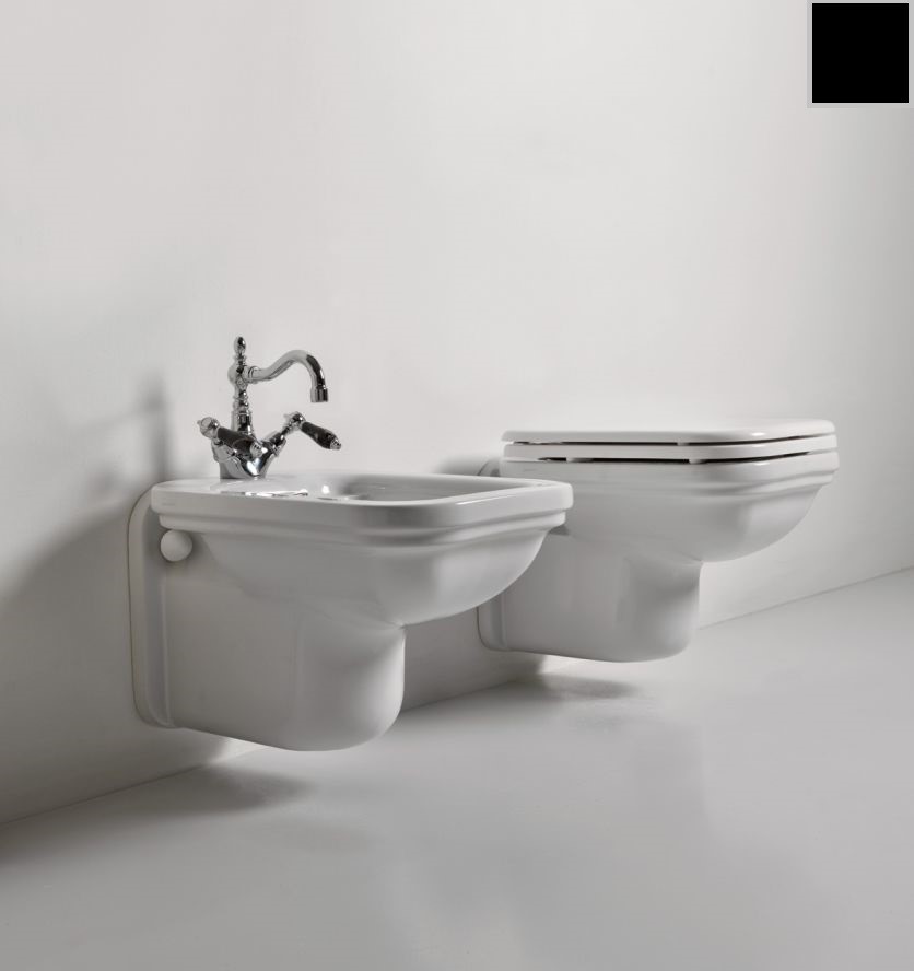 Kerasan Waldorf Bidet wiszący 55x37cm, czarny wykończenia chrom 4125K4