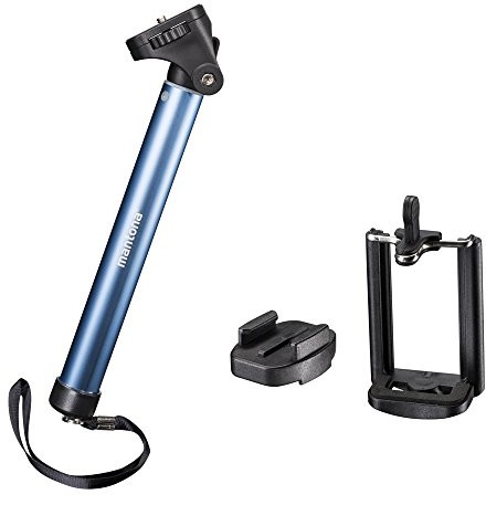 Mantona Selfy Mono/statyw ręczny do GoPro, smartfona, aparat kompaktowy, niebieski 20534