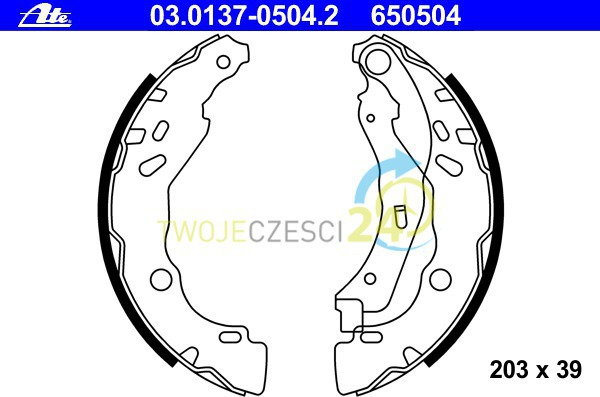 ATE Zestaw szczęk hamulcowych 03.0137-0504.2