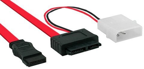 InLine Slimline SATA Kabel 150 / 300 / 600 Slim 13 Pin / SATA + power 0.4 (29608)