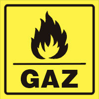 Pn. AF007 Naklejka na szafy licznikowe GAZ - 120 x 120mm.