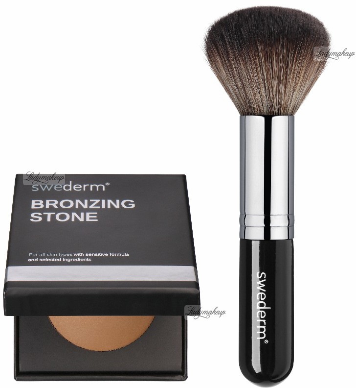 Swederm Swederm - BRONZGING STONE AND BIG BRUSH - Wypiekany puder brązujący + Duży pędzel SWEZESTAW1