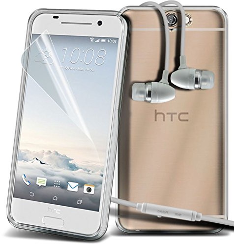 HTC (Clear) Abdeckung für One A9 hülle Tasche Gleitpassung hochwertige und haltbare Survivor TPU Gel One A9 Hülle Tasche + Aluminum Earbud Kopfhörer von i-Tronixs
